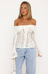 Lust Of Love Off Shoulder Lace Top Off White