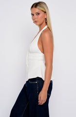 Let Me Be Loved Halter Top White