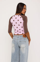 Remy 3/4 Sleeve Top Pink/Chocolate