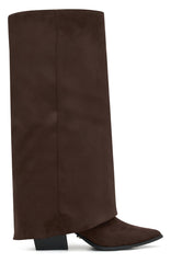 I'm That Girl Knee High Boots Chocolate Faux Suede